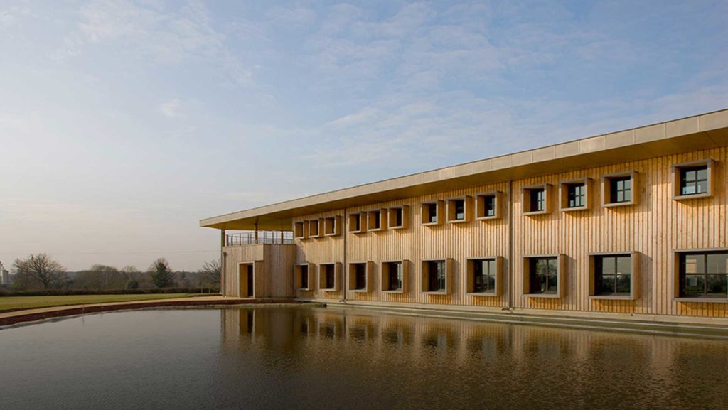 Façade de notre bâtiment bioclimatique